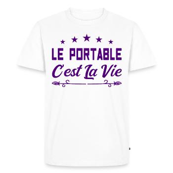 Le portable c est la vie - T-shirt Premium bio Homme - blanc - Devant - Nico (187cm)
