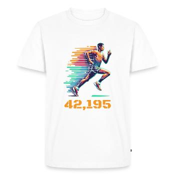 Un marathonien court un marathon de 42,195 km - T-shirt Premium bio Homme - blanc - Devant - Nico (187cm)