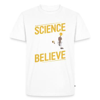 Science Doesn't Care What You Believe - Research - Men's Premium Organic T-Shirt - white - Front - Nico (187cm)