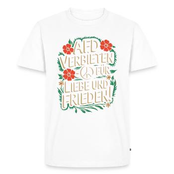 AFD Verbot! Nazis verbieten - Sprüche Gegen Rechts - Männer Premium Bio T-Shirt - Weiß - Vorne - Nico (187cm)