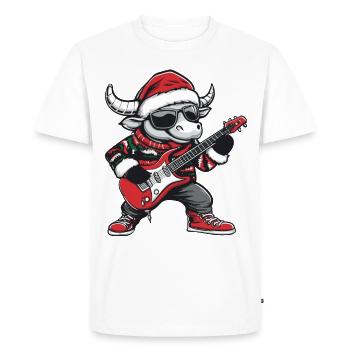 Bulle Guitare Rocker de Noël Taurus - T-shirt Premium bio Homme - blanc - Devant - Nico (187cm)