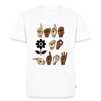 La langue des signes américaine ose grandir - T-shirt Premium bio Homme - blanc - Devant - Nico (187cm)