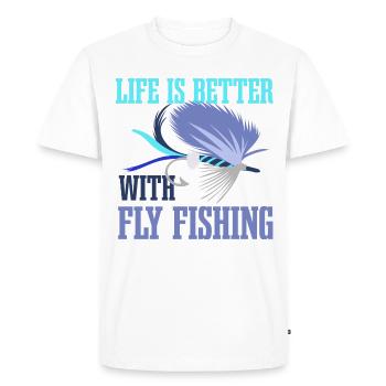 Life With Fly Fishing Pêcheur Citation Pêcheur - T-shirt Premium bio Homme - blanc - Devant - Nico (187cm)