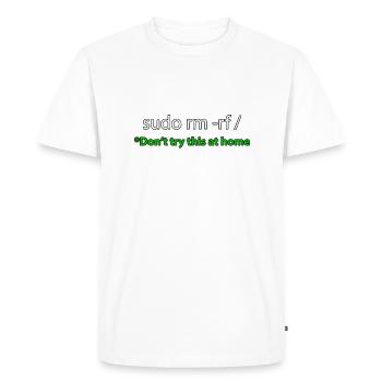 Sudo Command Joke Tee - Men's Premium Organic T-Shirt - white - Front - Nico (187cm)