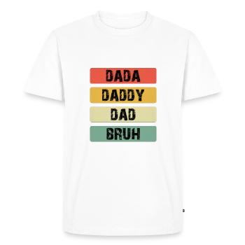 Dada Daddy Dad Bruh Barres de couleur - T-shirt Premium bio Homme - blanc - Devant - Nico (187cm)