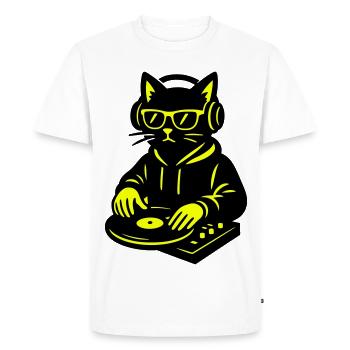 DJ Cat - Men's Premium Organic T-Shirt - white - Front - Nico (187cm)
