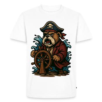 Féroce Pirate Bulldog Helm Capitaine Mascotte Art - T-shirt Premium bio Homme - blanc - Devant - Nico (187cm)