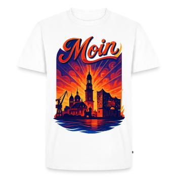 Hamburg Moin City Silhouette Splendor Elbe Gift - Men's Premium Organic T-Shirt - white - Front - Nico (187cm)