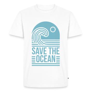 Citations d’activiste pour sauver l’océan sur l’esthétique rétro - T-shirt Premium bio Homme - blanc - Devant - Nico (187cm)
