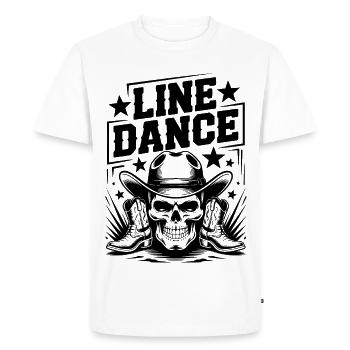 Line Dance – Western Skull Cowboy Tanz - Men's Premium Organic T-Shirt - white - Front - Nico (187cm)
