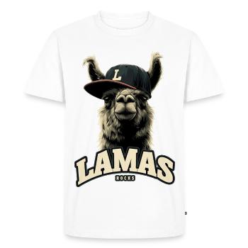 Llamas Skirts - Men's Premium Organic T-Shirt - white - Front - Nico (187cm)