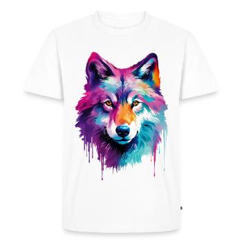 Wolf Wolf Head Predator Forest Nature Wilderness Colorful - Men's Premium Organic T-Shirt - white - Front - Nico (187cm)
