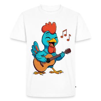 Chicken Playing Guitar - Men's Premium Organic T-Shirt - white - Front - Nico (187cm)