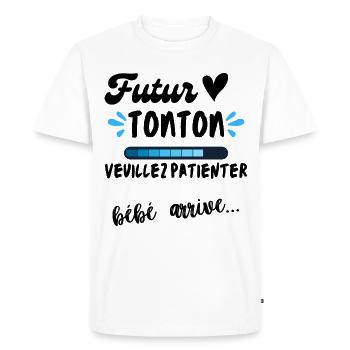 Futur tonton bébé arrive annonce grossesse - T-shirt Premium bio Homme - blanc - Devant - Nico (187cm)
