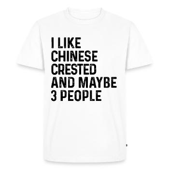 J'aime le chien chinois à crête et peut-être 3 personnes - T-shirt Premium bio Homme - blanc - Devant - Nico (187cm)