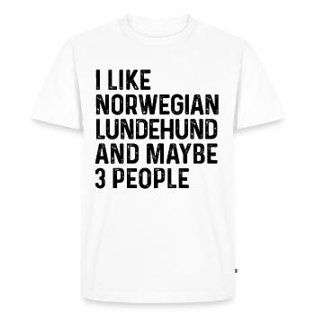 J’aime le Lundehund norvégien et peut-être 3 personnes chien - T-shirt Premium bio Homme - blanc - Devant - Nico (187cm)