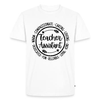 assistant enseignant assistant enseignant drôleEnseignant A - T-shirt Premium bio Homme - blanc - Devant - Nico (187cm)