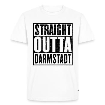 Tout droit Outta Darmstadt - T-shirt Premium bio Homme - blanc - Devant - Nico (187cm)