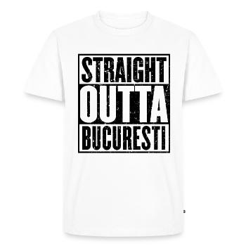 Straight Outta Bucuresti Vintage - Men's Premium Organic T-Shirt - white - Front - Nico (187cm)