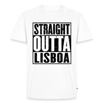 Straight Outta Lisboa Vintage - Men's Premium Organic T-Shirt - white - Front - Nico (187cm)