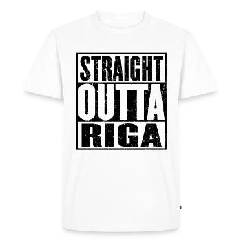 Straight Outta Riga Vintage - Men's Premium Organic T-Shirt - white - Front - Nico (187cm)