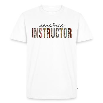 Instructeur d'aérobic imprimé léopard drôle - T-shirt Premium bio Homme - blanc - Devant - Nico (187cm)