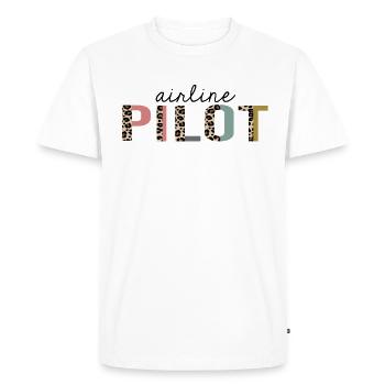 Airline Pilot Leopard Print Funny - Men's Premium Organic T-Shirt - white - Front - Nico (187cm)