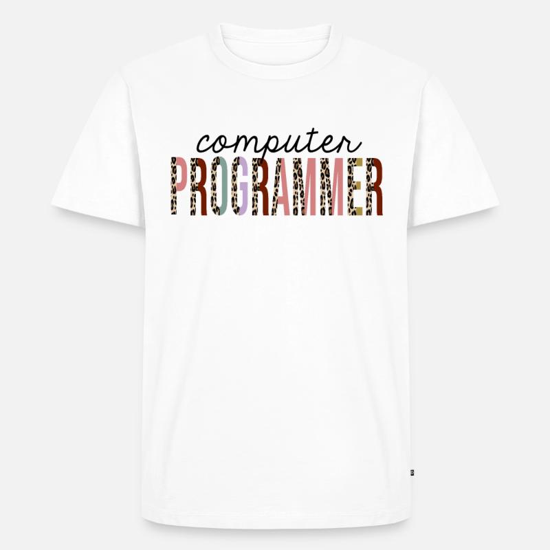 Computerprogrammierer Leopard Print lustig - Männer Premium Bio T-Shirt - Weiß