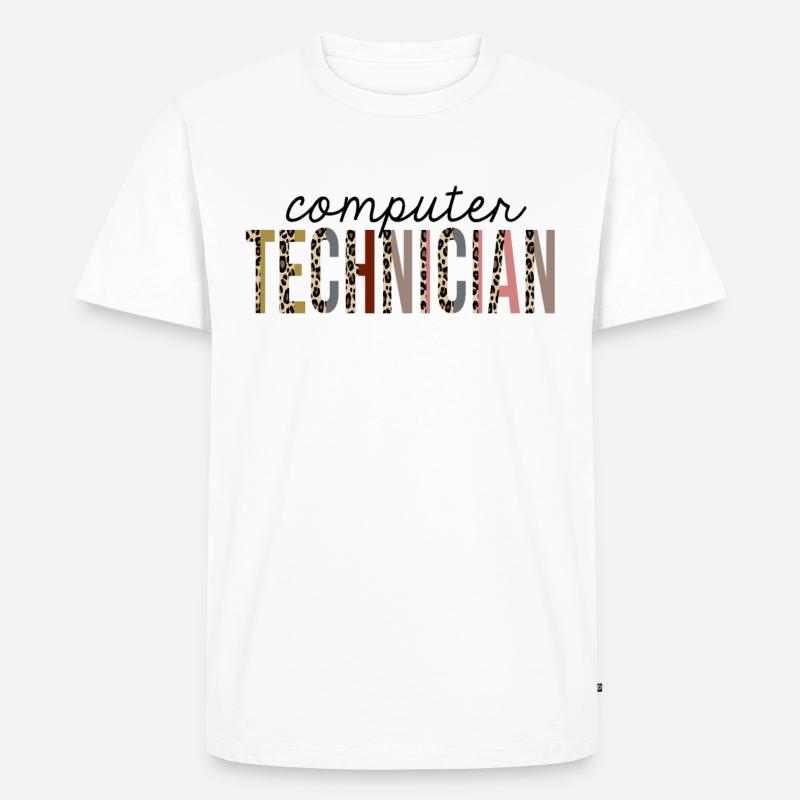 Computertechniker-Leopard-Druck lustig - Männer Premium Bio T-Shirt - Weiß