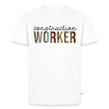 Construction Worker Leopard Print Funny - Men's Premium Organic T-Shirt - white - Front - Nico (187cm)