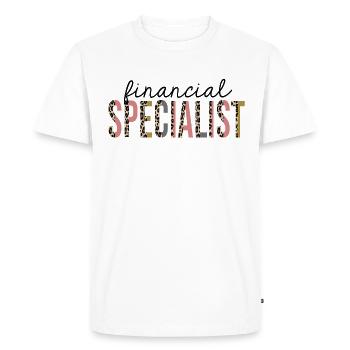 Spécialiste financier Leopard Print Funny - T-shirt Premium bio Homme - blanc - Devant - Nico (187cm)
