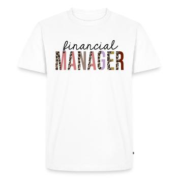Directeur financier Leopard Print Funny - T-shirt Premium bio Homme - blanc - Devant - Nico (187cm)