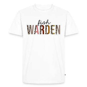 Fish Warden Leopard Print Funny - Men's Premium Organic T-Shirt - white - Front - Nico (187cm)