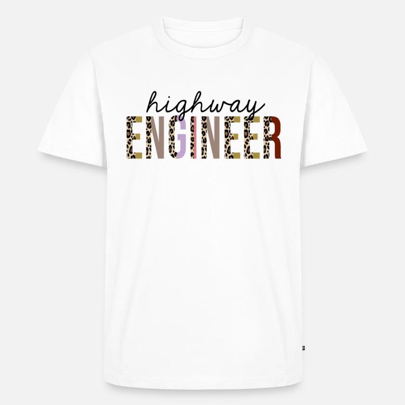 Highway Engineer Leopard Print Lustig - Männer Premium Bio T-Shirt - Weiß