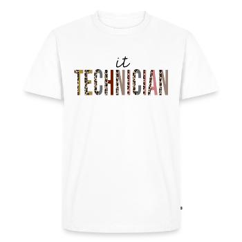 IT Technician Leopard Print Funny - Men's Premium Organic T-Shirt - white - Front - Nico (187cm)