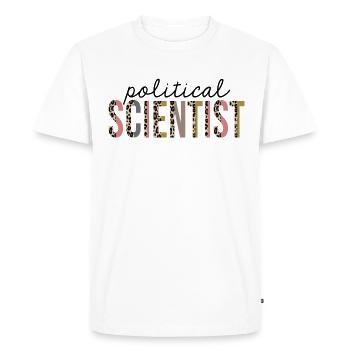 Politologue Leopard Print Drôle - T-shirt Premium bio Homme - blanc - Devant - Nico (187cm)
