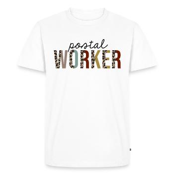 Postier Leopard Print Drôle - T-shirt Premium bio Homme - blanc - Devant - Nico (187cm)