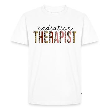 Radiothérapeute Leopard Print Drôle - T-shirt Premium bio Homme - blanc - Devant - Nico (187cm)