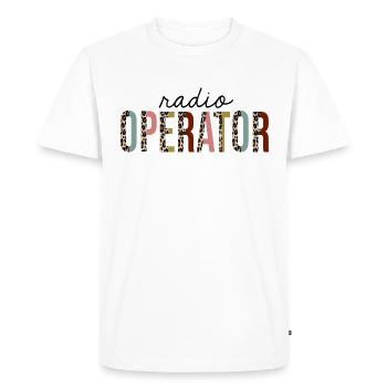 Radio Operator Leopard Print Funny - Men's Premium Organic T-Shirt - white - Front - Nico (187cm)