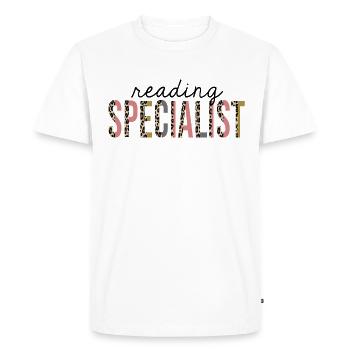 Spécialiste de la lecture Leopard Print Funny - T-shirt Premium bio Homme - blanc - Devant - Nico (187cm)