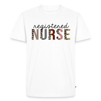 Registered Nurse Leopard Print Funny - Men's Premium Organic T-Shirt - white - Front - Nico (187cm)