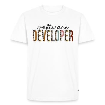 Développeur de logiciels Leopard Print Funny - T-shirt Premium bio Homme - blanc - Devant - Nico (187cm)