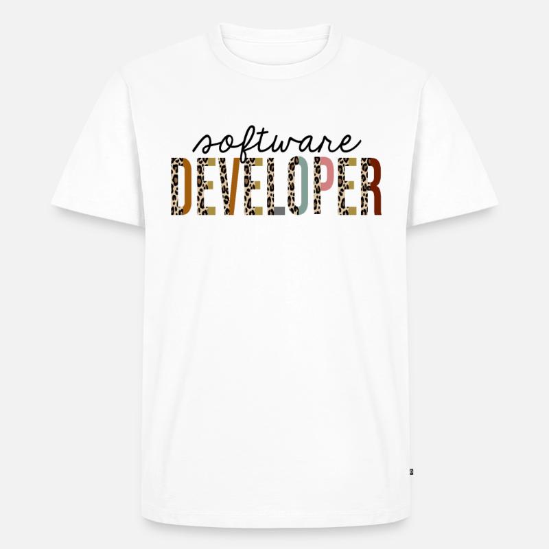 Software Developer Leopard Print Funny - Men's Premium Organic T-Shirt - white