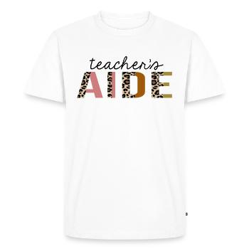 Aide à l’enseignant Leopard Print Drôle - T-shirt Premium bio Homme - blanc - Devant - Nico (187cm)
