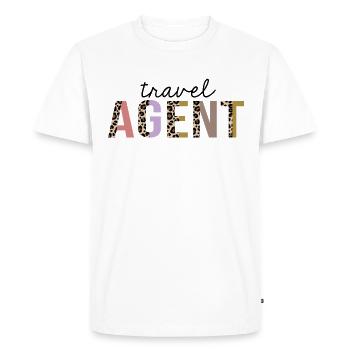Agent de voyage Leopard Print Drôle - T-shirt Premium bio Homme - blanc - Devant - Nico (187cm)