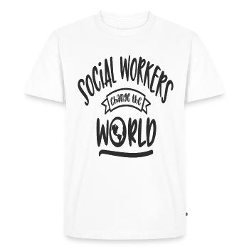 Social Workers Change The World Earth Protection - Men's Premium Organic T-Shirt - white - Front - Nico (187cm)