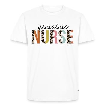 Infirmière gériatrique Leopard Print Infirmière autorisée - T-shirt Premium bio Homme - blanc - Devant - Nico (187cm)