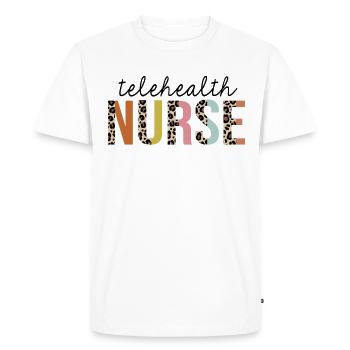 Telehealth Nurse Leopard Print Registered RN - Men's Premium Organic T-Shirt - white - Front - Nico (187cm)