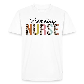 Telemetry Nurse Leopard Print Registered RN - Men's Premium Organic T-Shirt - white - Front - Nico (187cm)