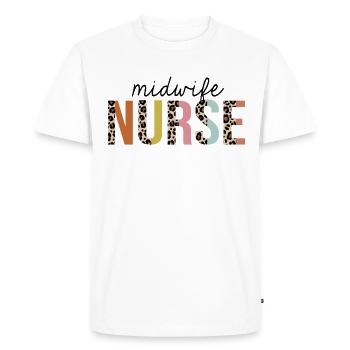 Midwife Nurse Leopard Print Registered RN Nursing - Men's Premium Organic T-Shirt - white - Front - Nico (187cm)